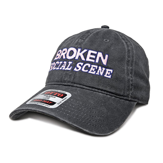 Pink Embroidered Logo Dad Hat - Charcoal